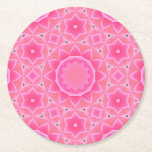 Dessous-de-verre Rond En Papier Soleil rose et étoiles bébé en mosaïque motif papi