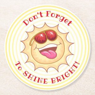 Dessous-de-verre Rond En Papier Soleil souriant