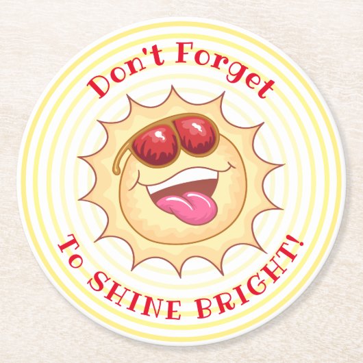 Dessous-de-verre Rond En Papier Soleil souriant (Devant)