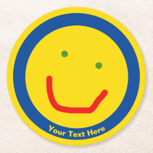 Dessous-de-verre Rond En Papier Soleil souriant, visage joyeux