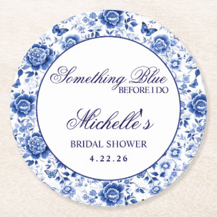 Dessous-de-verre Rond En Papier Something Blue Before I Do Floral Bridal Shower 