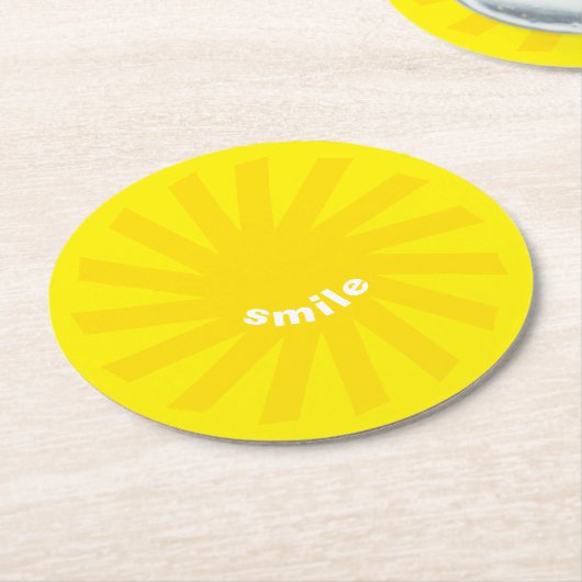 Dessous-de-verre Rond En Papier Sourire jaune soleil brillant plaisir moderne joye (Incliné)