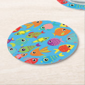 Dessous-de-verre Rond En Papier Sous la fête d'anniversaire du poisson de mer (Incliné)