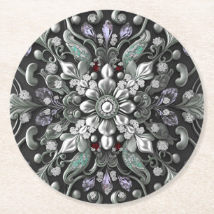 Dessous-de-verre Rond En Papier Sous-tasse en papier décoratif violet argenté