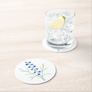 Dessous-de-verre Rond En Papier Sous-tasse rond blanc aux jacinthes