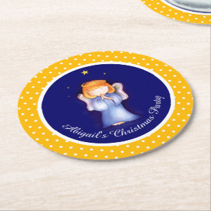 Dessous-de-verre Rond En Papier Sous-verres en papier de Noël personnalisés pour f