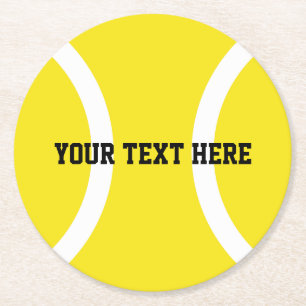 Dessous-de-verre Rond En Papier Sous-verres jaunes en balle de tennis avec texte p