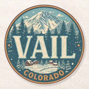 Dessous-de-verre Rond En Papier souvenirs d'été vintage Vail colorado extérieur