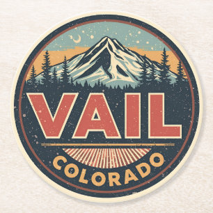Dessous-de-verre Rond En Papier souvenirs vintage Vail colorado téléphérique extér