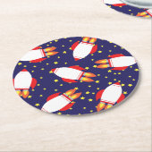 Dessous-de-verre Rond En Papier Space Rocket Ship Anniversaire (Incliné)