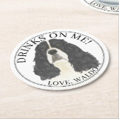 Dessous-de-verre Rond En Papier Spaniel Springer noir blanc (Incliné)