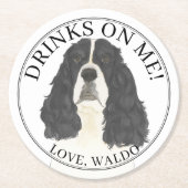 Dessous-de-verre Rond En Papier Spaniel Springer noir blanc (Devant)