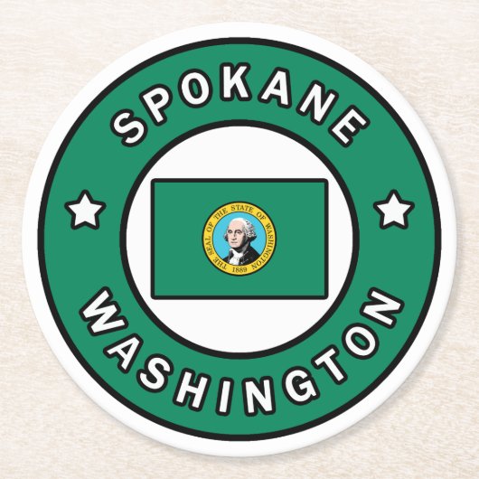 Dessous-de-verre Rond En Papier Spokane Washington (Devant)