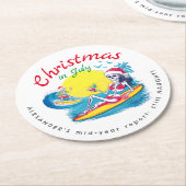 Dessous-de-verre Rond En Papier Squelette Noël en Juillet Surf de plage Naughty (Incliné)