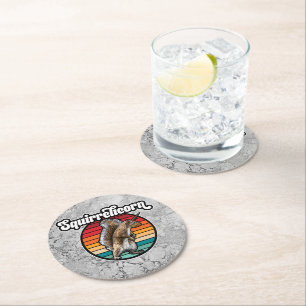 Dessous-de-verre Rond En Papier Squirrelicorn - drôle, licorne écureuil vintage