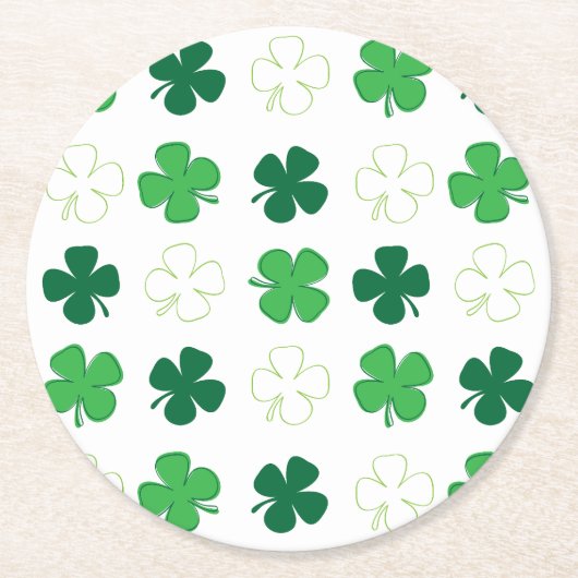 Dessous-de-verre Rond En Papier St Patrick Day Irlandais Shamrocks verts (Devant)