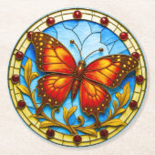 Dessous-de-verre Rond En Papier Stained glass window butterfly (Devant)