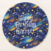 Dessous-de-verre Rond En Papier Stars Night Sky Anniversaire (Devant)