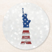Dessous-de-verre Rond En Papier Statue De La Liberté 4 Juillet Parties scintillant (Devant)