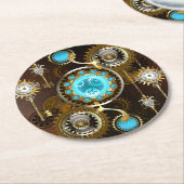 Dessous-de-verre Rond En Papier Steampunk Rusty Background (Incliné)