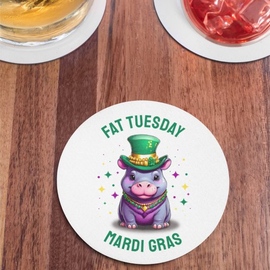 Dessous-de-verre Rond En Papier Sticker en gros Mardi Gras Mardi Hippo