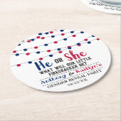 Dessous-de-verre Rond En Papier String Lights 4 juillet Gender Revevela Party (Incliné)