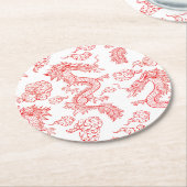Dessous-de-verre Rond En Papier Style Dragon Oriental (Incliné)