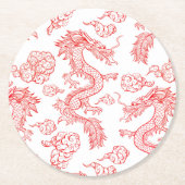 Dessous-de-verre Rond En Papier Style Dragon Oriental (Devant)