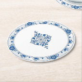 Dessous-de-verre Rond En Papier Style élégant simple Fleur Bleue Blanc style (Incliné)