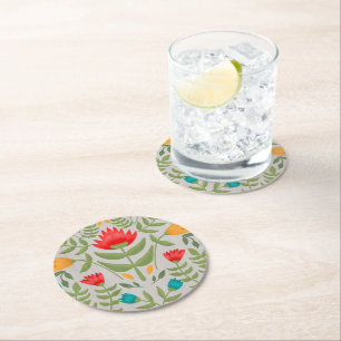 Dessous-de-verre Rond En Papier Style Tableau Floral élégant