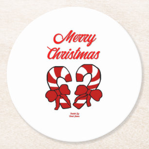 Dessous-de-verre Rond En Papier Sucres de canne de Noël Dessous de verre de papier