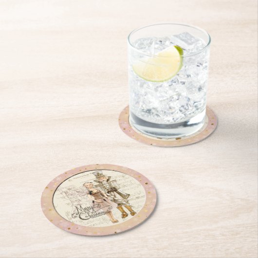 Dessous-de-verre Rond En Papier Suite Nutcracker-Ballerina & Nutcracker (En situation)