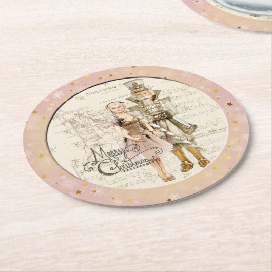 Dessous-de-verre Rond En Papier Suite Nutcracker-Ballerina & Nutcracker (Incliné)