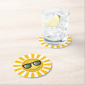 Dessous-de-verre Rond En Papier Sun de sourire heureux (En situation)