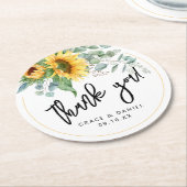 Dessous-de-verre Rond En Papier Sunflower Eucalyptus Merci mariage Faveur (Incliné)
