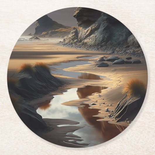 Dessous-de-verre Rond En Papier Sunset (Devant)