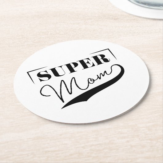 Dessous-de-verre Rond En Papier Super Maman (Incliné)