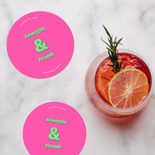 Dessous-de-verre Rond En Papier Super Retro Ampersand Hot rose Whimsy les années 7