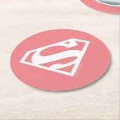 Dessous-de-verre Rond En Papier Supergirl Solid S-Shield (Incliné)