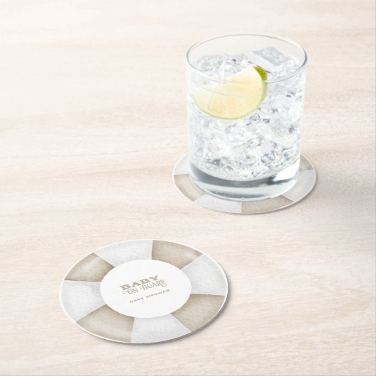 Dessous-de-verre Rond En Papier Surf Board Baby Shower Custom (En situation)
