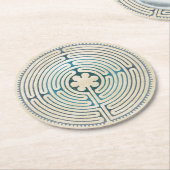 Dessous-de-verre Rond En Papier Symbole de géométrie sacrée - Chartres Labyrinthe (Incliné)