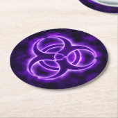 Dessous-de-verre Rond En Papier Symbole de risque biologique pourpre (Incliné)