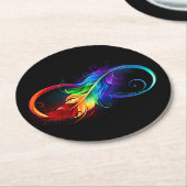 Dessous-de-verre Rond En Papier Symbole d'infini avec plume arc-en-ciel (Incliné)