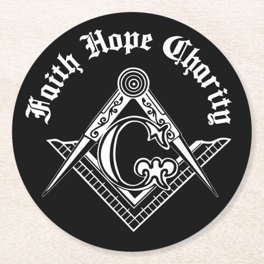 Dessous-de-verre Rond En Papier Symbole franc-maçonnerie (Devant)