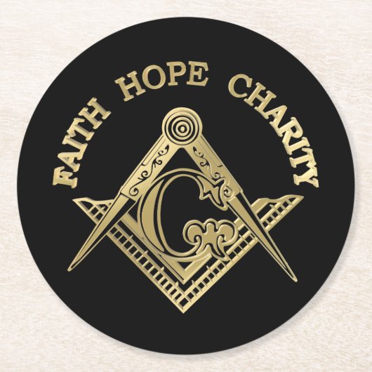 Dessous-de-verre Rond En Papier Symbole maçonnique (Devant)