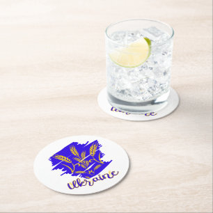 Dessous-de-verre Rond En Papier Symbole national ukrainien tryzub fait d'oreille d
