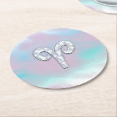 Dessous-de-verre Rond En Papier Symbole zodiaque de la Mère de style perle (Incliné)