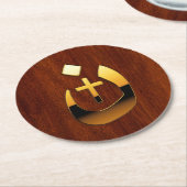 Dessous-de-verre Rond En Papier Symboles de croix chrétiens nazaréens en or (Incliné)