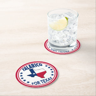 Dessous-de-verre Rond En Papier Talarico pour l'élection patriotique du Texas