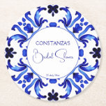 Dessous-de-verre Rond En Papier Talavera bleu tuiles Mexicaine douche nuptiale fav<br><div class="desc">Talavera azulejo tuiles bleues vintage Mexicaine douche nuptiale monogramme papier imprimé dessous de verre modèle,  Méditerranée carreaux bleu Maiolica tuiles grecques motif douche nuptiale dessous de verre décoration de table douche nuptiale personnalisée décoration qui peut aussi être comme douche nuptiale favorise</div>